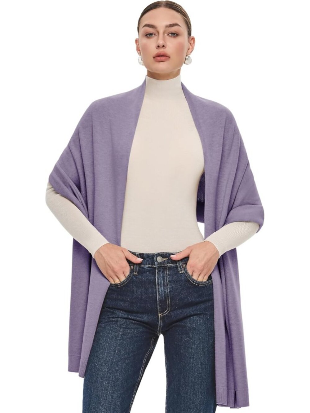 〽️Women's Pashmina Shawl Lavender Viscose Wedding Bridal Winter Shoulder Wrap